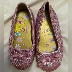 Disney Girls Pink Glitter Princess Ballet Flats